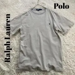 ポロラルフローレン ボーダーTシャツ L 刺繍ロゴ グレー