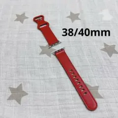 コンパチブル ウォッチ バンド 38/40mmレッド リアル レザー　エル