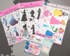 ディズニープリンセス ウォールステッカー ウェットシートケース 付箋セット