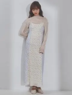 merry jenny flower × check キャミワンピース　イエロー