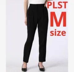 2、3回着用★PLST ポリエステル2WAYストレッチタックテーパードパンツ 黒