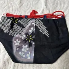和装用バッグ 花柄 黒