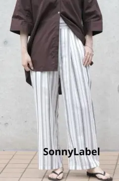 sonnylabel リネン　ストライプ柄 ワイドパンツ ベルト付き