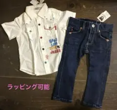 ミキハウス デニムジーンズ 刺繍シャツ　90 DOUBLE.B ダブルビー