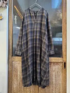 UNIQLO ユニクロ チェック柄 シャツワンピース グレー L