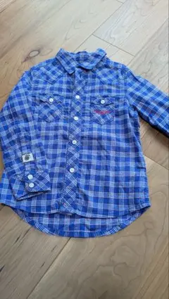 DIESEL　キッズ 長袖シャツ 青と白のチェック 100cm
