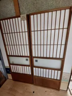 昭和レトロ　引き戸 ①【引取限定】昭和レトロ 引き戸 建具 ガラス戸 3枚 まとめ売り 配達