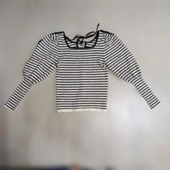 GRL　ストライプ パフスリーブ ニット　トップス　Sサイズ