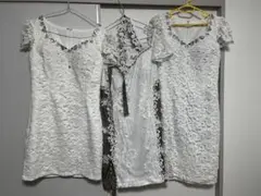 ホワイト系キャバドレス【美品】XL3点セット