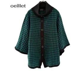 oeillet長袖千鳥柄トップス　アウター　カーディガン　羽織　大きめL