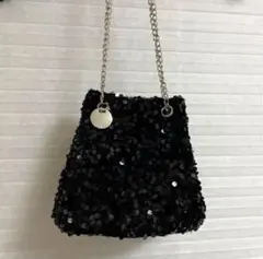 【2WAY】スパンコール巾着ミニショルダーバッグ　ブラック　出品5/25まで