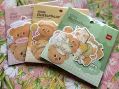 【新作】ダイソー❤︎Butterbear❤︎バターベア❤︎ステッカー 3種セットのサムネイル