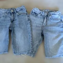 H&M　kids デニムハーフパンツ　2枚セット　130 140