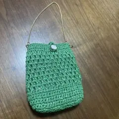緑色 かぎ針編み ポシェット
