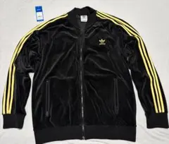 美品 3XL adidas HR3445 アディダス ベロア ブラック トラック