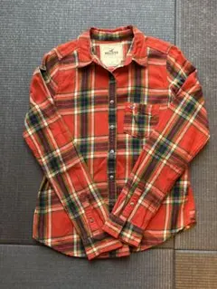 【美品】Hollister チェックシャツ ネルシャツ S オレンジ