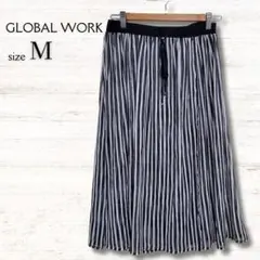 グローバルワーク GLOBAL WORK フレアスカート ストライプ 黒 Mのサムネイル