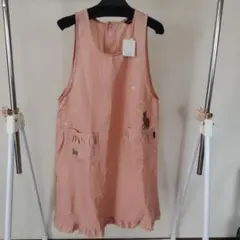 猫刺繍ピンクエプロン Mサイズ