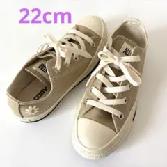 【着用1回】コンバース オールスター ローカット スニーカー ベージュ 花 22のサムネイル