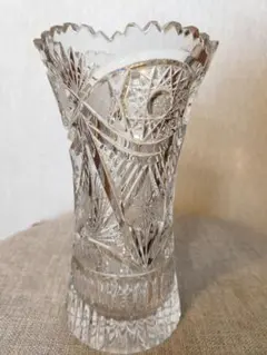 【未使用】ボヘミアガラス 花瓶 フラワーベース クリスタルガラス 500PK系