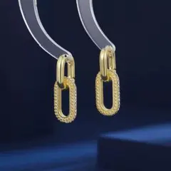 N6170 ゴールド チェーンリンク フープピアス　レディースピアス／ゴールド