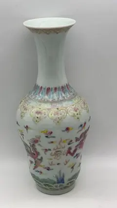 中国古美術 清の時代 粉彩軋道獅子文花瓶 乾隆年製 高さ42cm - メルカリ