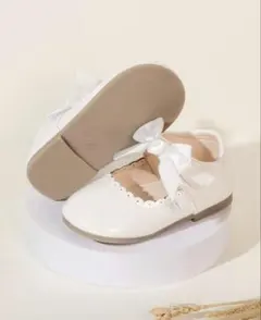 ホワイト フォーマルシューズ リボン付き