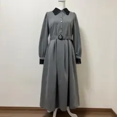 somari ソマリ　ロングワンピース　ベルト付き　レース着脱可能　グレー　春