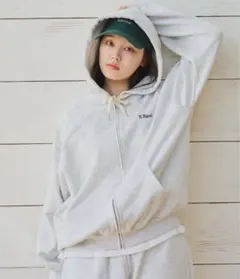 BrokenBase グレー ジップアップフーディ