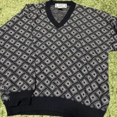 Career Club 幾何学模様 Vネックセーター XL/XG