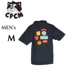 メンズMサイズ CPCM ワッペン多数半袖シャツ navy