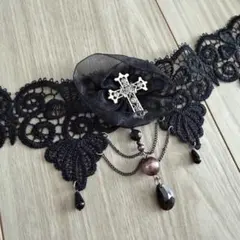 黒レースチョーカー　十字架