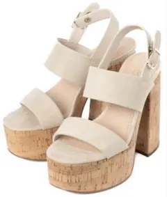 R&E厚底コルクスエードヒールサンダル 未使用タグ付き