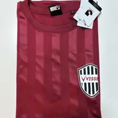Vissel 赤 ストライプ Tシャツ L