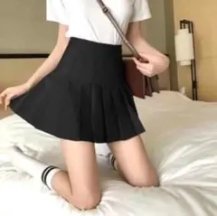 【ブラックM】ミニスカート プリーツ 大きいサイズ