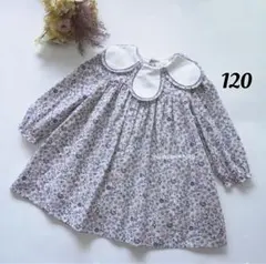 新品　スモッキング　120 花柄　大きい襟　秋冬　花びら襟　長袖　ゆったり