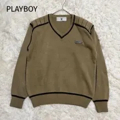 ＊PLAYBOY＊【S】メンズレトロVネックニットセーター ヴィンテージ