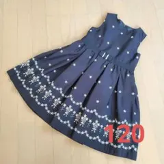 KUMIKYOKU 組曲 ネイビー 花柄刺繍 ワンピース 120