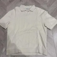 ZARA アイボリー ストライプ ポロシャツ M