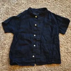 無印良品 キッズ ネイビー 半袖リネンシャツ 120cm