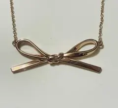 リボンモチーフ ネックレス アジャスター付きSilver Pink Gold