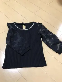 7分袖　花柄　シースルー