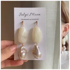 6328アンティークピアスイヤリングゴールド大ぶりロングシンプル韓国レトロビーズ