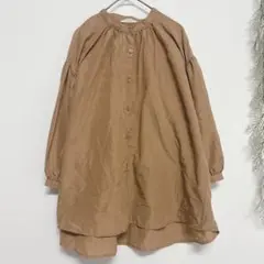 9684 スタディオクリップ ノーカラーシャツ ブラウス トップス ブラウン