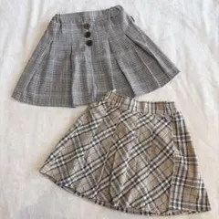 チェック柄フレアスカート ベージュ　ブラウン　110 120 女の子