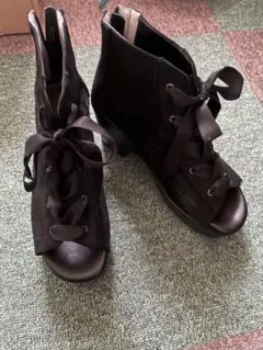 axes femme レースアップブーサン 黒のサムネイル