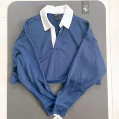 CROPPED RUGBY SHIRT - NAVY