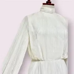 vintageヴィンテージドレスワンピース総プリーツホワイトレトロUSA海外古着