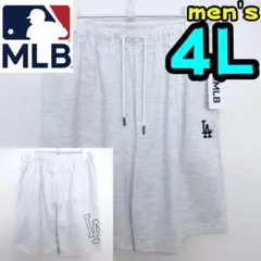【新品】ドジャース　ハーフパンツ　4L　メンズ　MLB公式　LA　淡灰　ロゴ　②のサムネイル