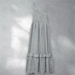 w closet ダブルクローゼット　ギンガムフリルティアードキャミワンピース
